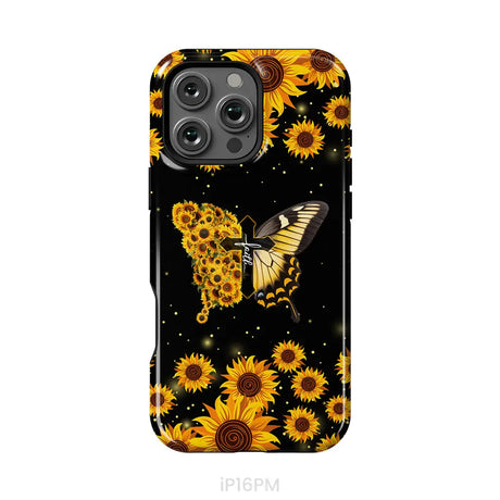 Faith Cross Butterfly Sunflower Christian Phone Case iPhone 16 Pro Max / Tough Case
