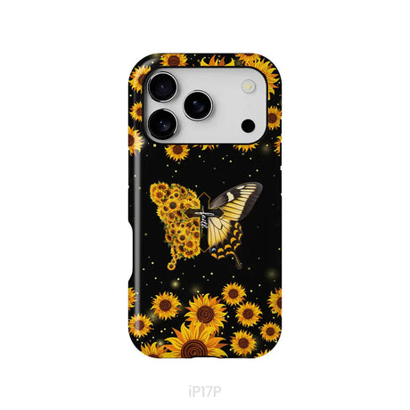 Faith Cross Butterfly Sunflower Christian Phone Case iPhone 17 Pro / Tough Case