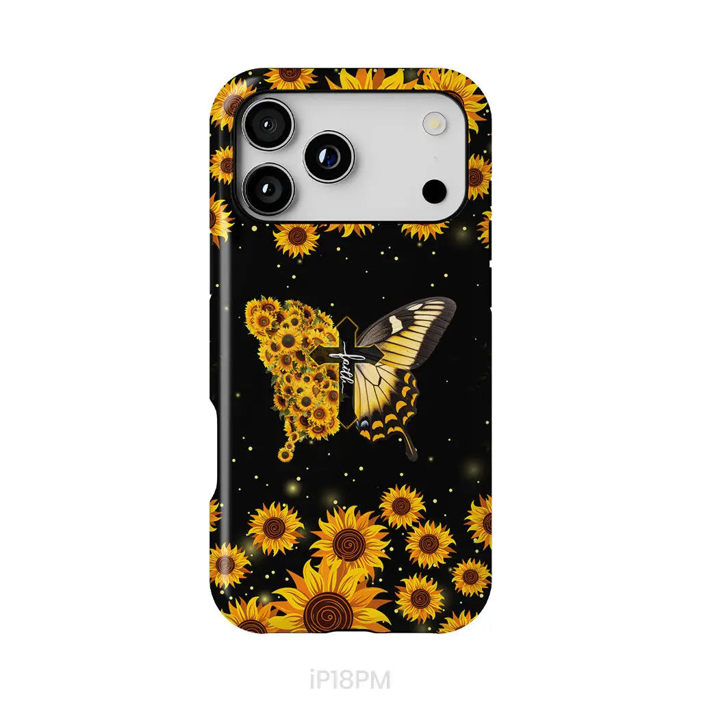 Faith Cross Butterfly Sunflower Christian Phone Case iPhone 18 Pro Max / Tough Case