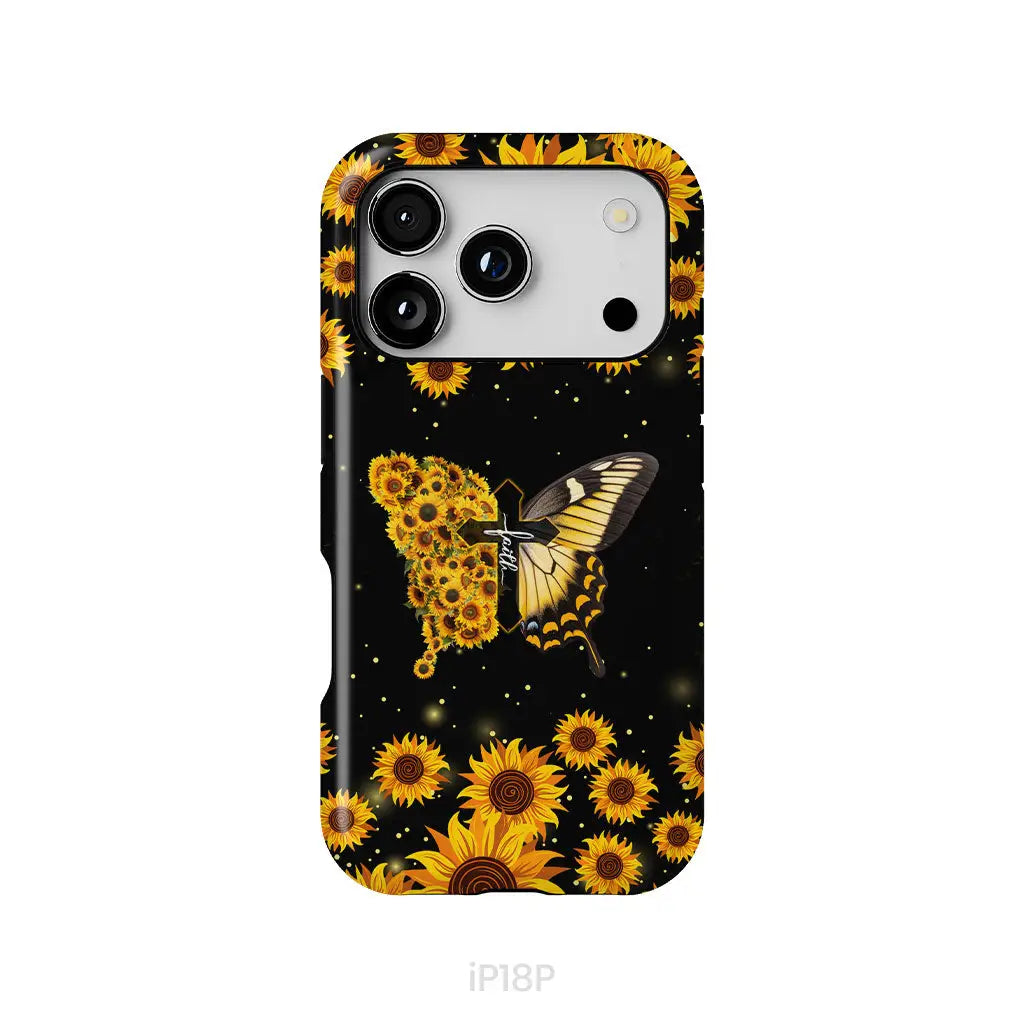 Faith Cross Butterfly Sunflower Christian Phone Case iPhone 18 Pro / Tough Case
