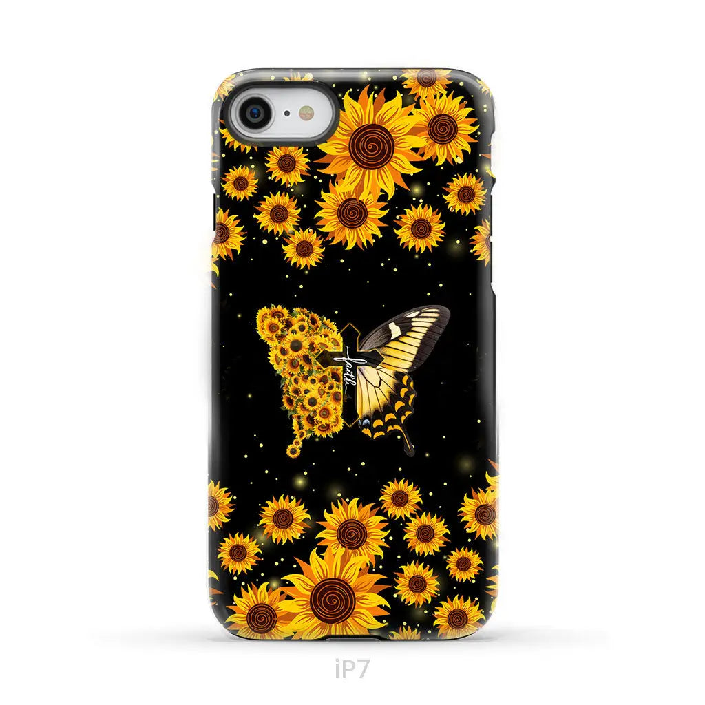 Faith Cross Butterfly Sunflower Christian Phone Case iPhone 7 / Tough Case