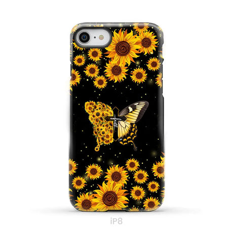 Faith Cross Butterfly Sunflower Christian Phone Case iPhone 8 / Tough Case