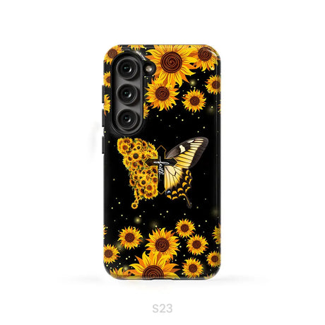 Faith Cross Butterfly Sunflower Christian Phone Case Samsung Galaxy S23 (Not for S23 FE) / Tough Case