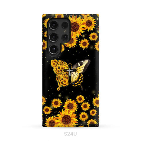 Faith Cross Butterfly Sunflower Christian Phone Case Samsung Galaxy S24 Ultra / Tough Case