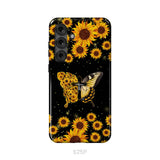 Faith Cross Butterfly Sunflower Christian Phone Case Samsung Galaxy S25 Plus / Tough Case