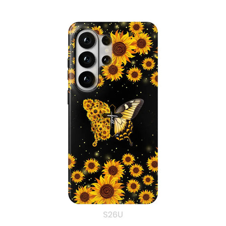 Faith Cross Butterfly Sunflower Christian Phone Case Samsung Galaxy S26 Ultra / Tough Case