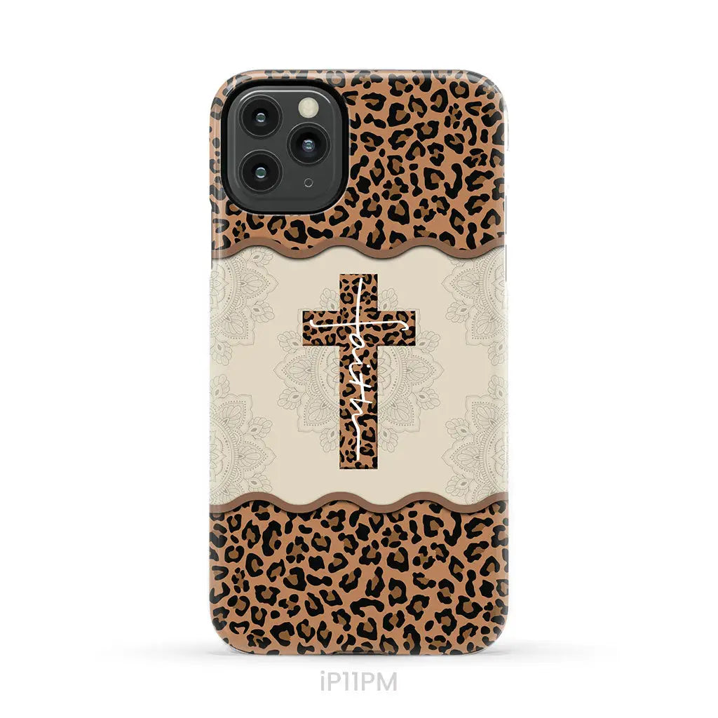 Faith cross leopard Christian phone case - cases iPhone 11 Pro Max / Tough
