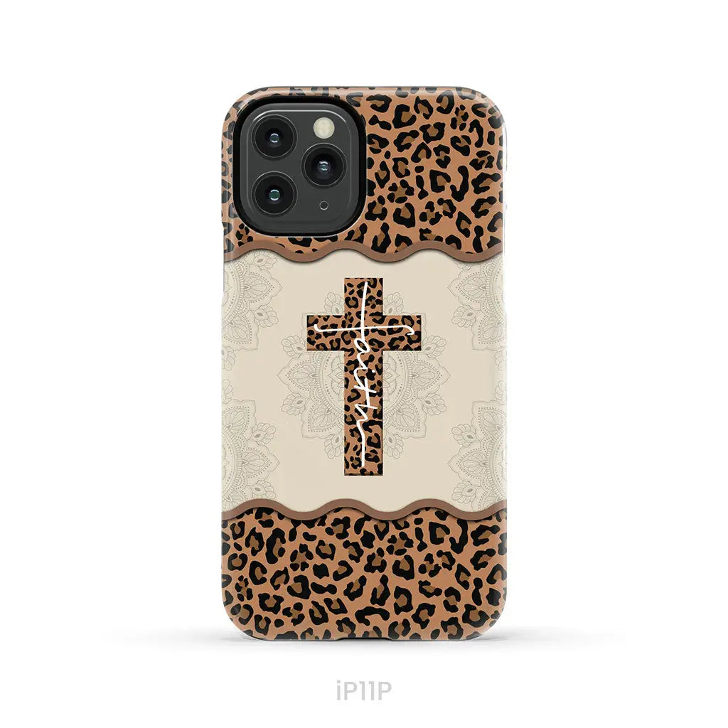 Faith cross leopard Christian phone case - cases iPhone 11 Pro / Tough