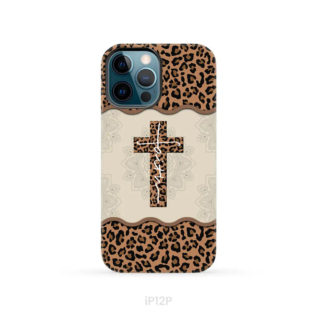 Faith cross leopard Christian phone case - cases iPhone 12 Pro / Tough