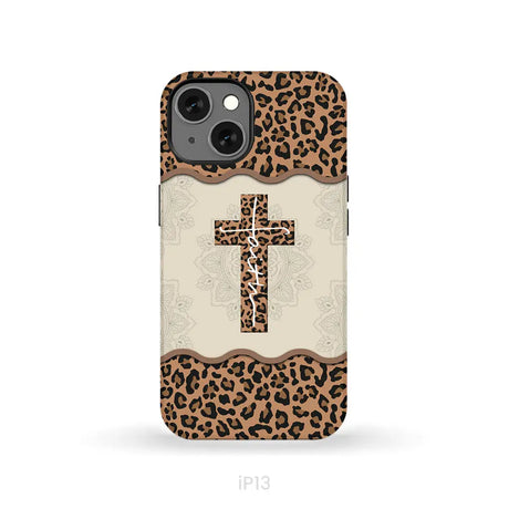 Faith cross leopard Christian phone case - cases iPhone 13 / Tough
