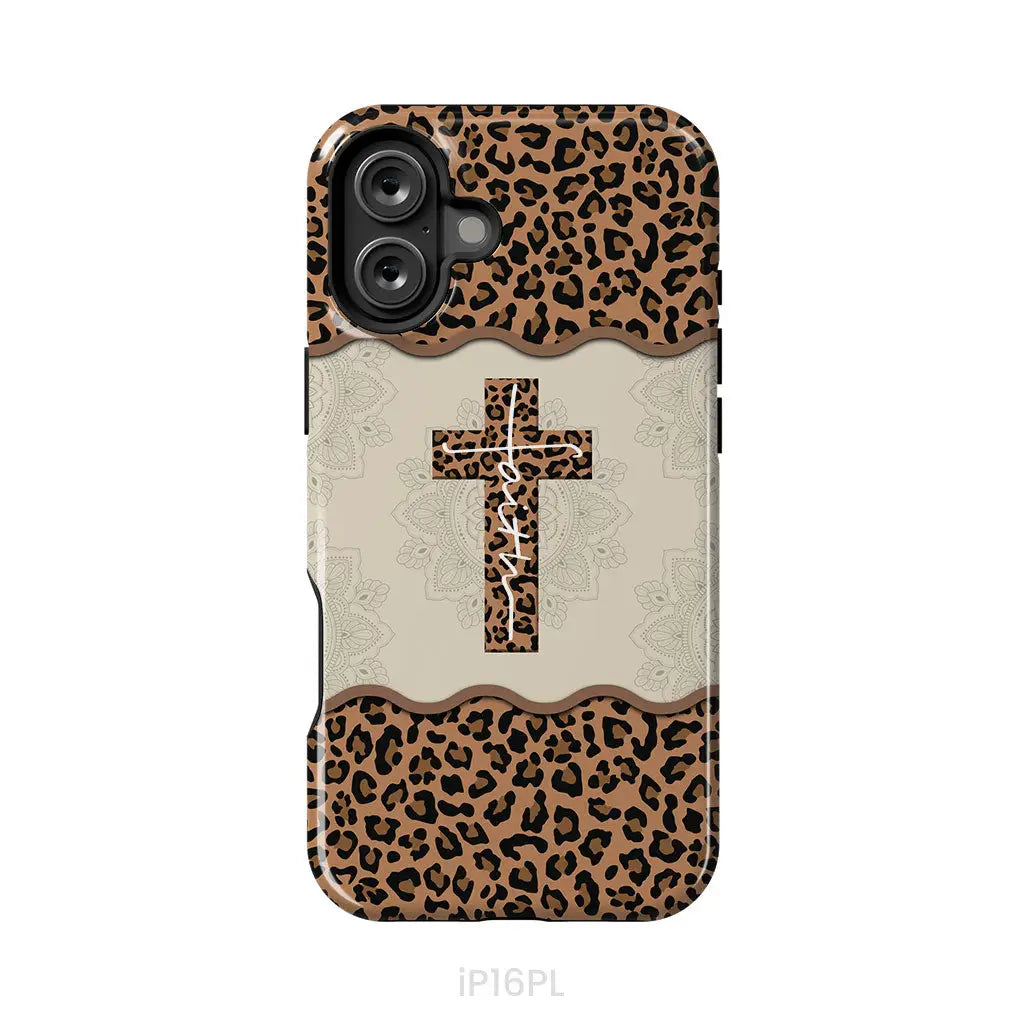Faith Cross Leopard Christian Phone Case - Faith Phone Cases iPhone 16 Plus / Tough Case