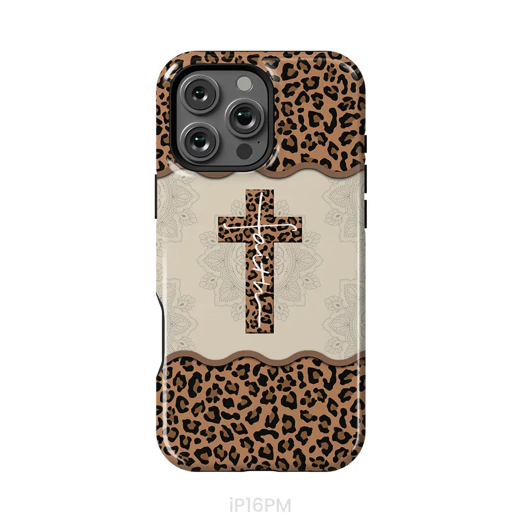 Faith Cross Leopard Christian Phone Case - Faith Phone Cases iPhone 16 Pro Max / Tough Case