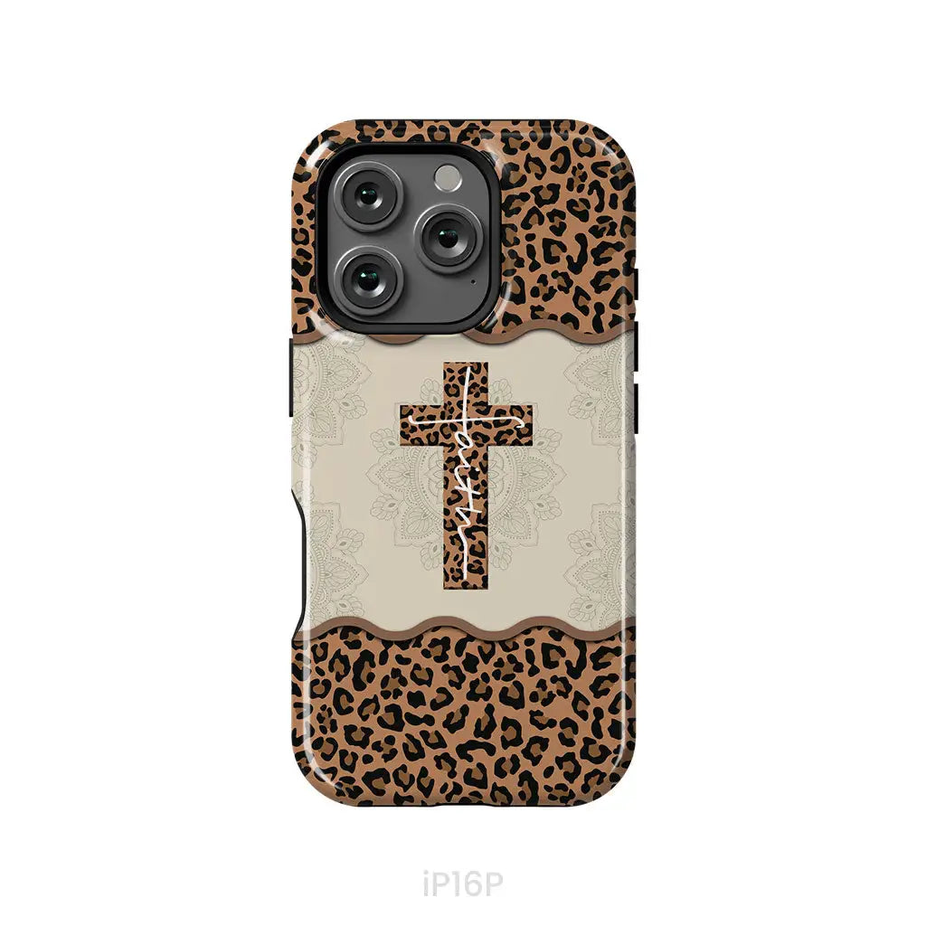 Faith Cross Leopard Christian Phone Case - Faith Phone Cases iPhone 16 Pro / Tough Case