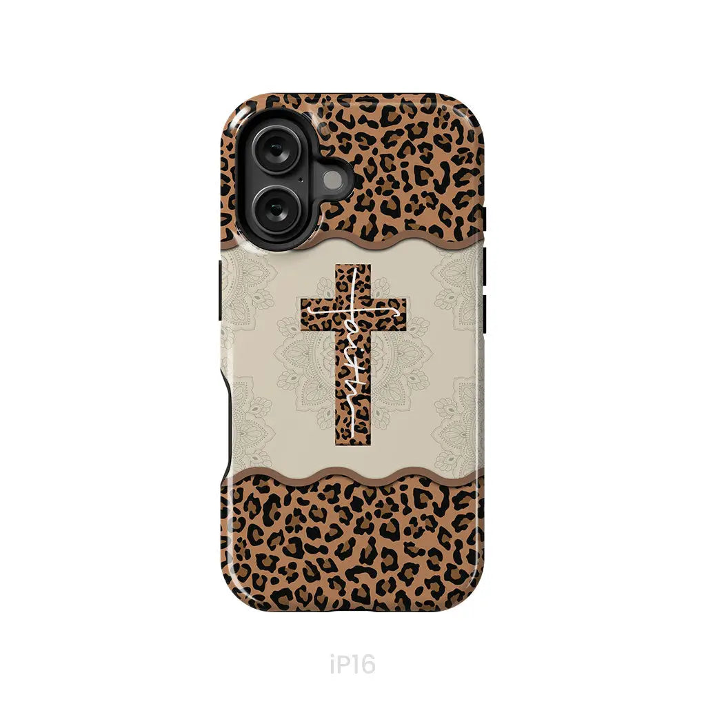 Faith Cross Leopard Christian Phone Case - Faith Phone Cases iPhone 16 / Tough Case