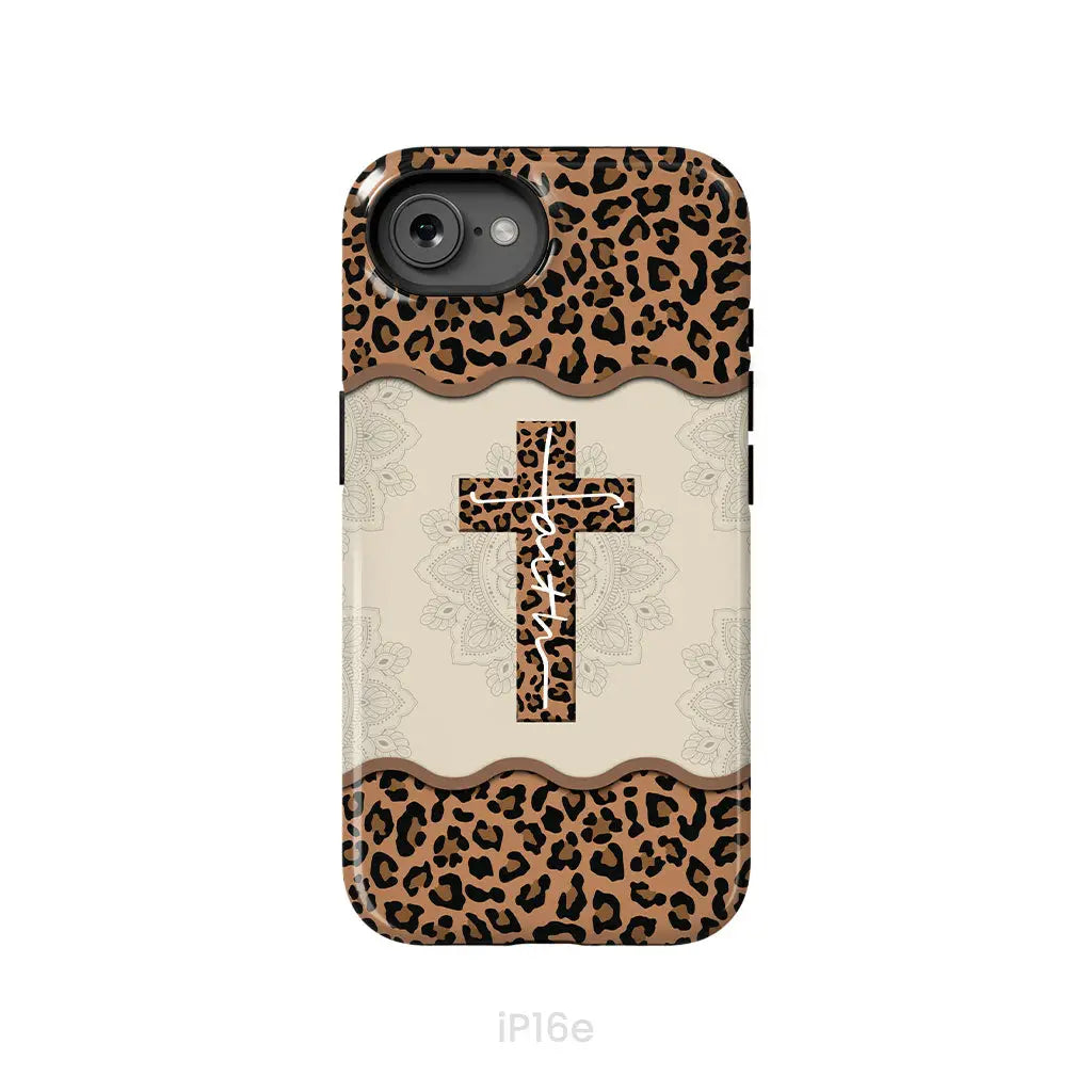 Faith Cross Leopard Christian Phone Case - Faith Phone Cases iPhone 16e / Tough Case