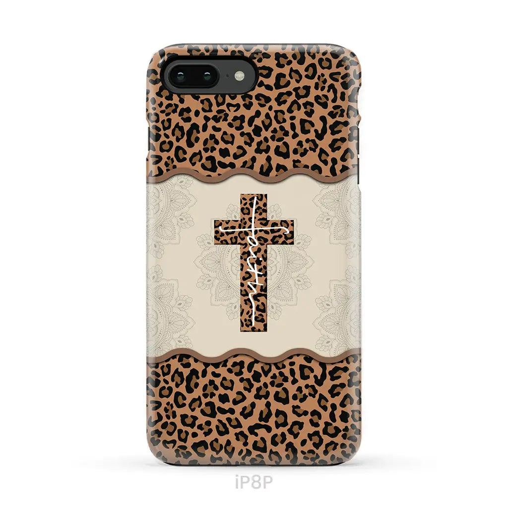 Faith cross leopard Christian phone case - cases iPhone 8 Plus / Tough