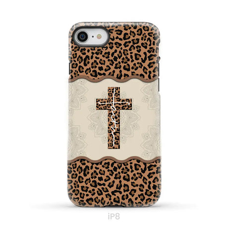 Faith cross leopard Christian phone case - cases iPhone 8 / Tough