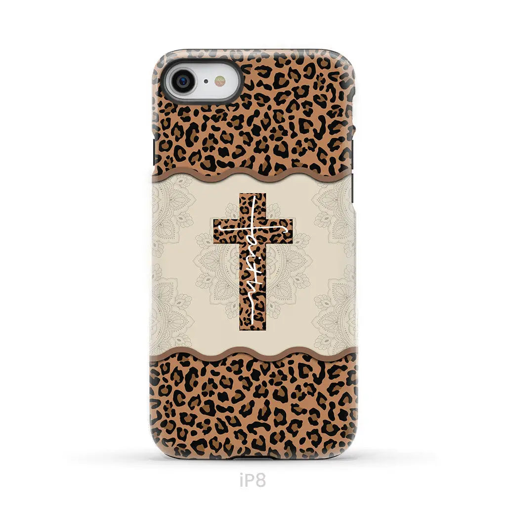 Faith cross leopard Christian phone case - cases iPhone 8 / Tough