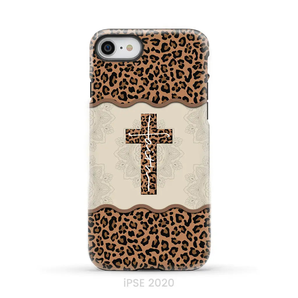 Faith cross leopard Christian phone case - cases iPhone SE 2020 / Tough
