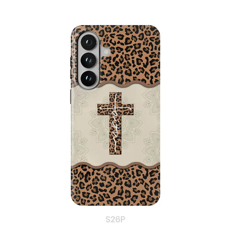 Faith Cross Leopard Christian Phone Case - Faith Phone Cases Samsung Galaxy S26 Plus / Tough Case