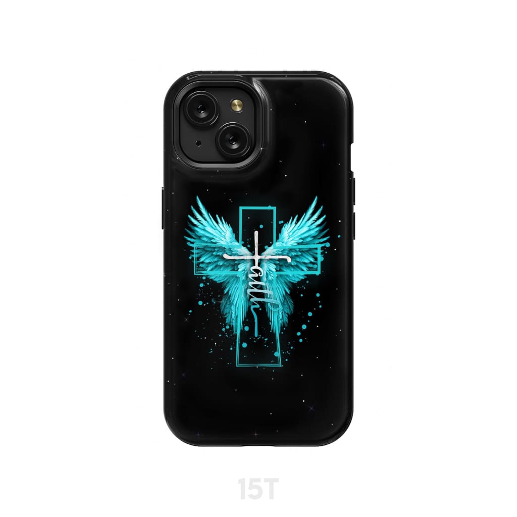 Faith Cross Wings Phone Case iPhone 15 / Tough