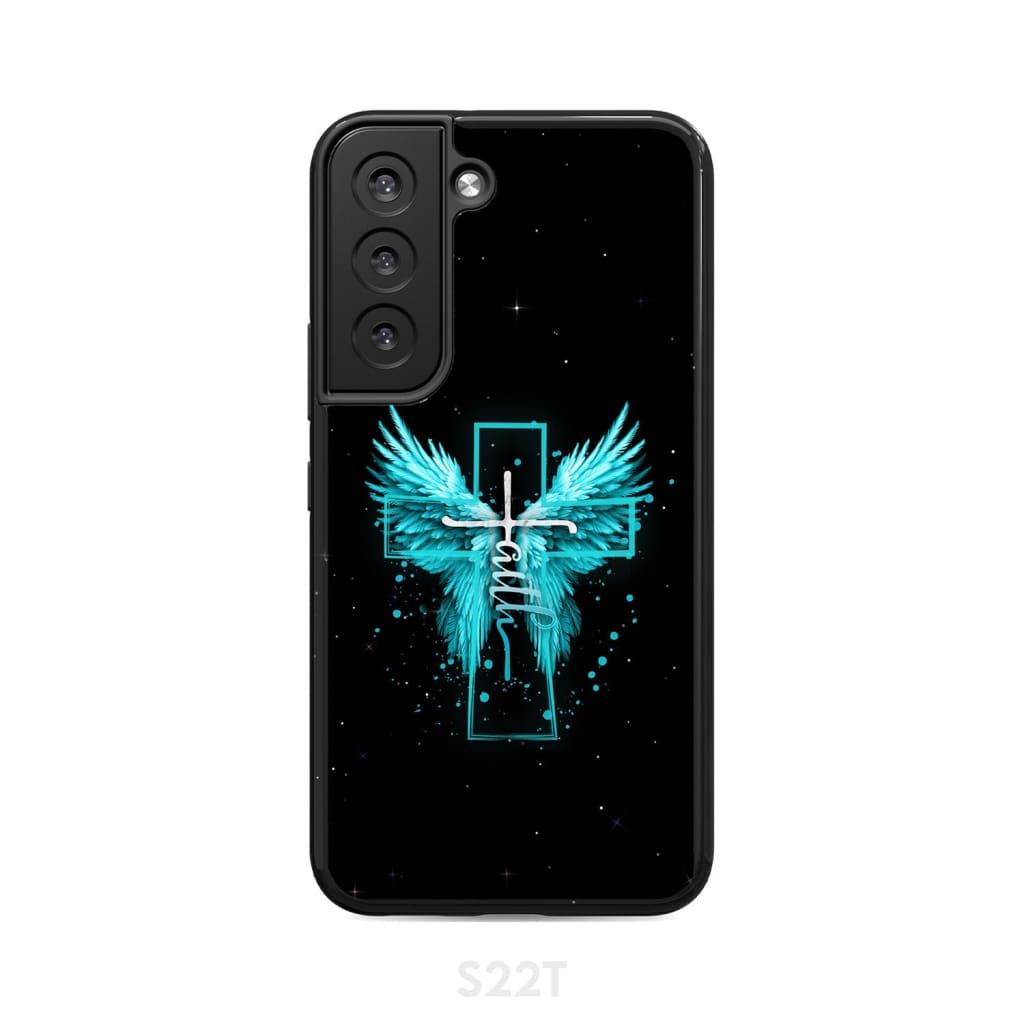 Faith Cross Wings Phone Case Samsung Galaxy S22 / Tough