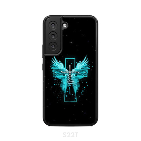 Faith Cross Wings Phone Case Samsung Galaxy S22 / Tough