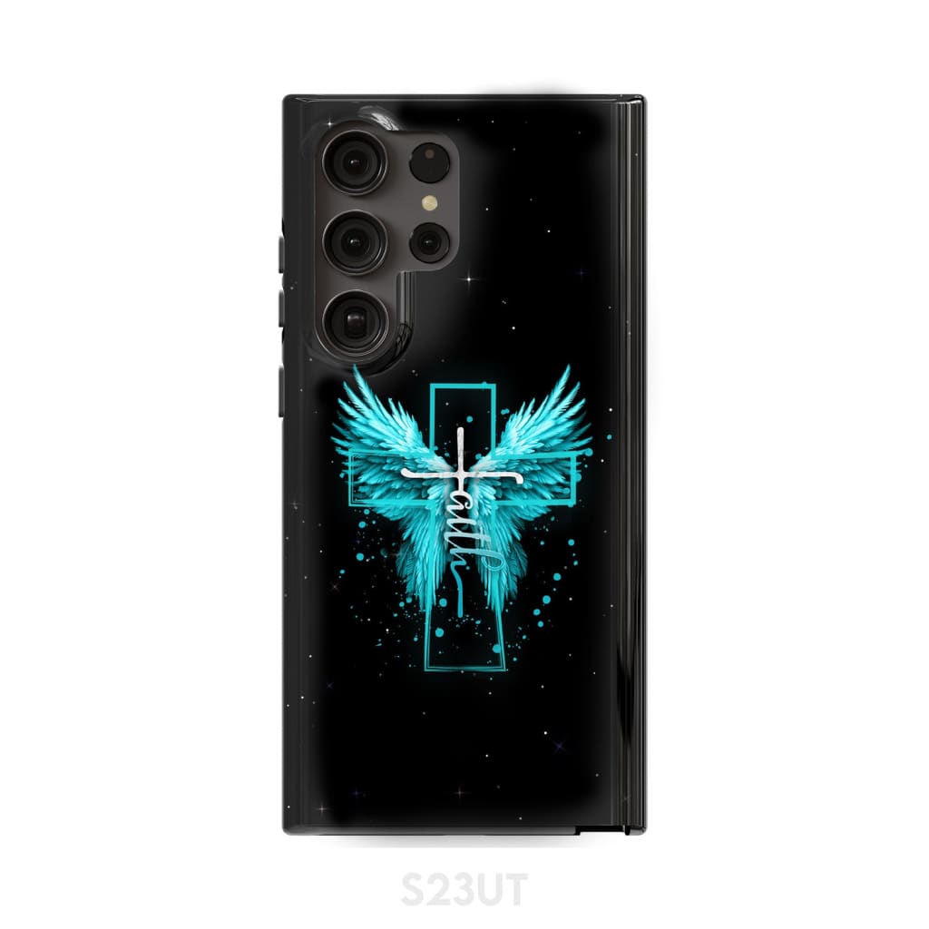 Faith Cross Wings Phone Case Samsung Galaxy S23 Ultra / Tough
