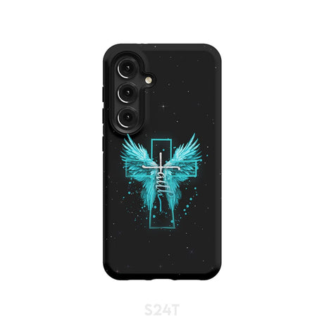 Faith Cross Wings Phone Case Samsung Galaxy S24 / Tough