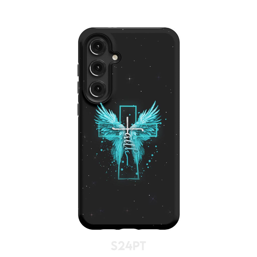 Faith Cross Wings Phone Case Samsung Galaxy S24 Plus / Tough