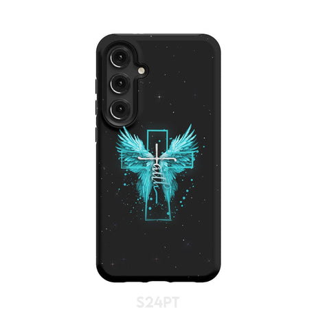 Faith Cross Wings Phone Case Samsung Galaxy S24 Plus / Tough