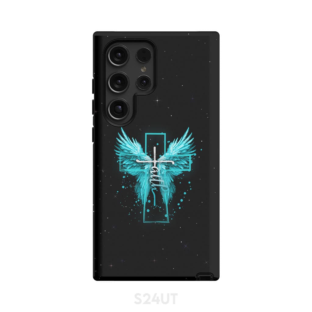 Faith Cross Wings Phone Case Samsung Galaxy S24 Ultra / Tough