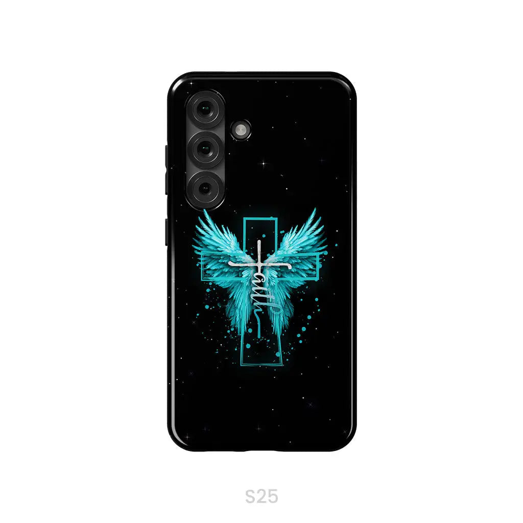 Faith Cross Wings Phone Case Samsung Galaxy S25 / Tough Case