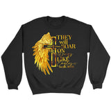 Faith cross wings They will soar on wings like eagles Isaiah 40:31 Christian sweatshirt Black / S