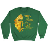 Faith cross wings They will soar on wings like eagles Isaiah 40:31 Christian sweatshirt Irish Green / S