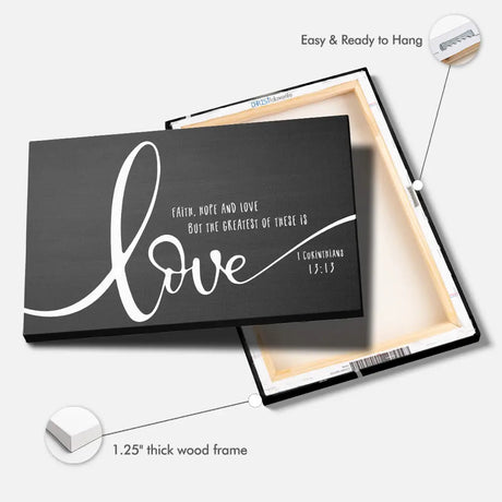 Faith Hope And Love Rustic Farmhouse Wall Art Canvas