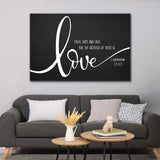 Farmhouse Christian wall art with Bible verse, faith and religion décor focused on love and Jesus.