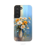 Faith Hope Love Butterflies Daisies in a Vase Phone Case Samsung Galaxy S22 / Tough