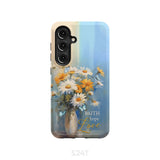 Faith Hope Love Butterflies Daisies in a Vase Phone Case Samsung Galaxy S24 / Tough