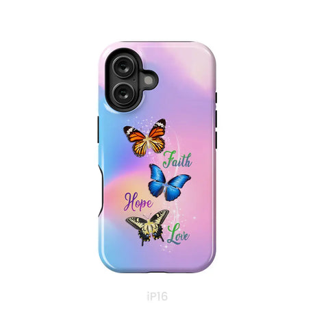 Faith Hope Love Butterfly Christian Phone Case iPhone 16 / Tough Case