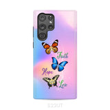 Faith Hope Love Butterfly Christian Phone Case Samsung Galaxy S22 Ultra / Tough