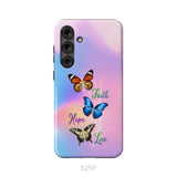 Faith Hope Love Butterfly Christian Phone Case Samsung Galaxy S25 Plus / Tough Case