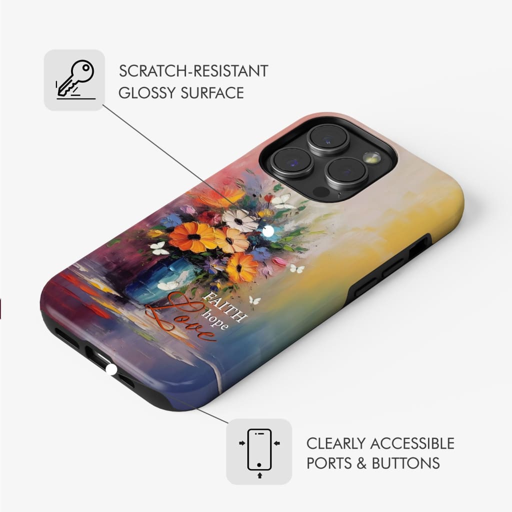 Faith Hope Love Butterfly Vase With Flowers Phone Case