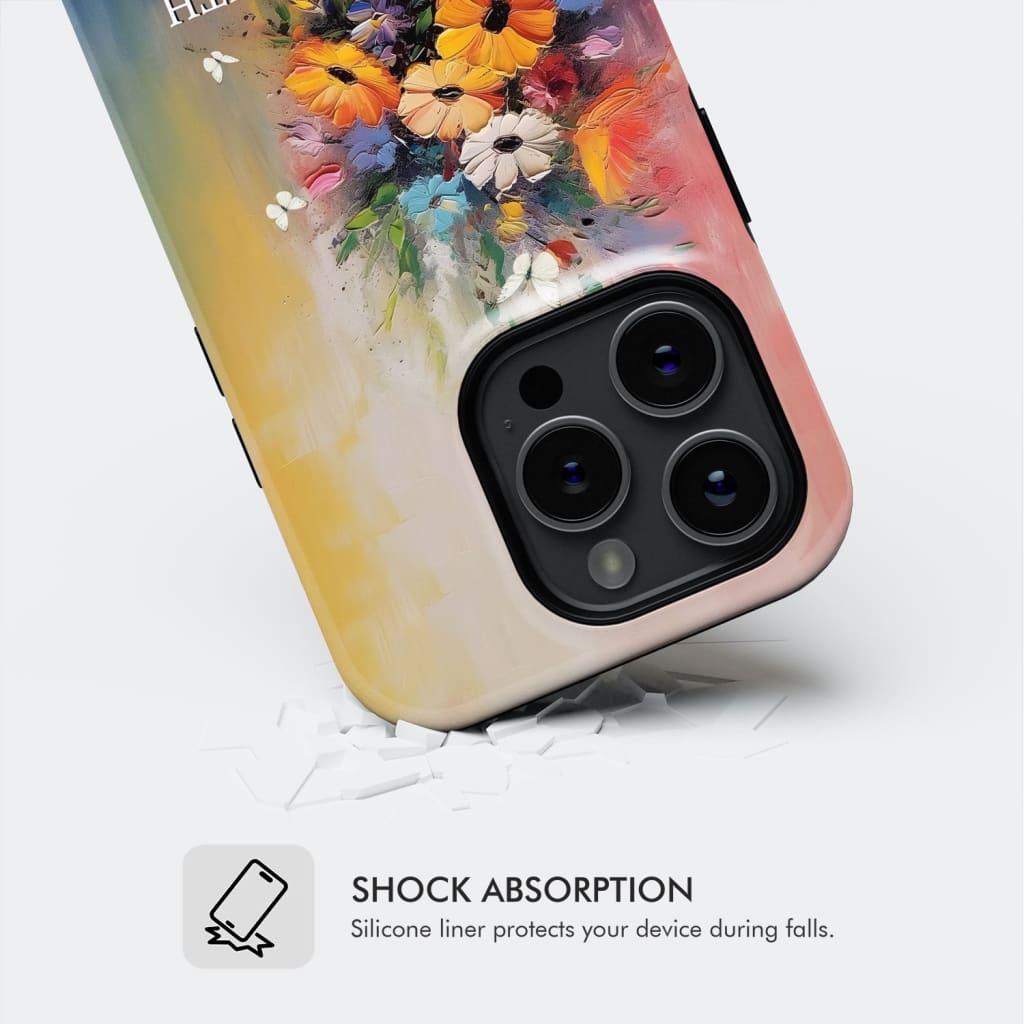 Faith Hope Love Butterfly Vase With Flowers Phone Case