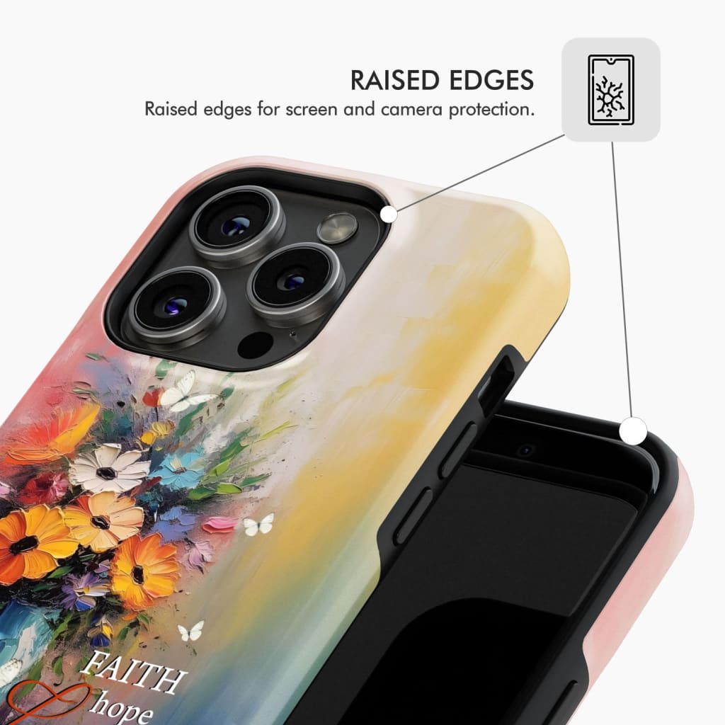 Faith Hope Love Butterfly Vase With Flowers Phone Case