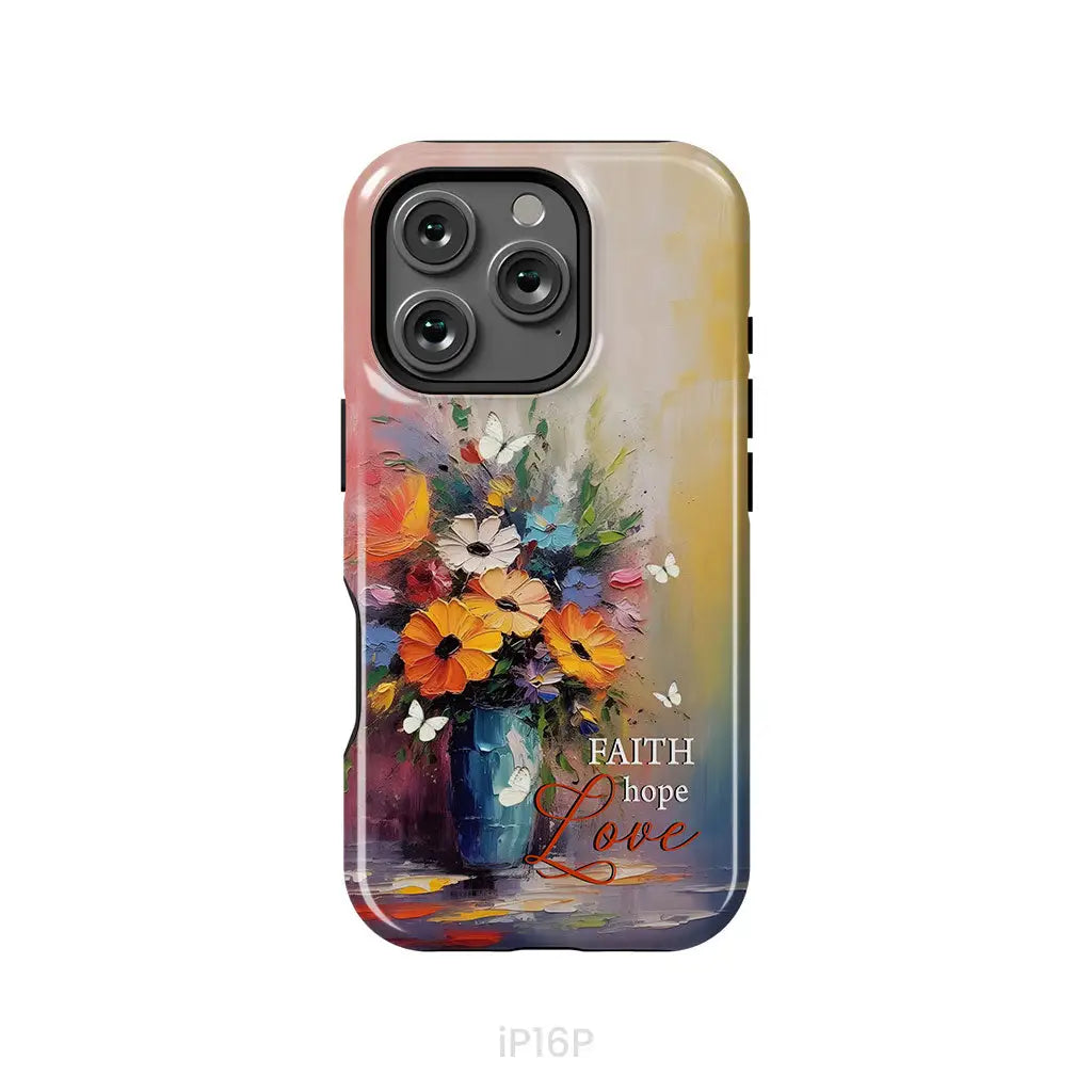 Faith Hope Love Butterfly Vase With Flowers Phone Case iPhone 16 Pro / Tough Case