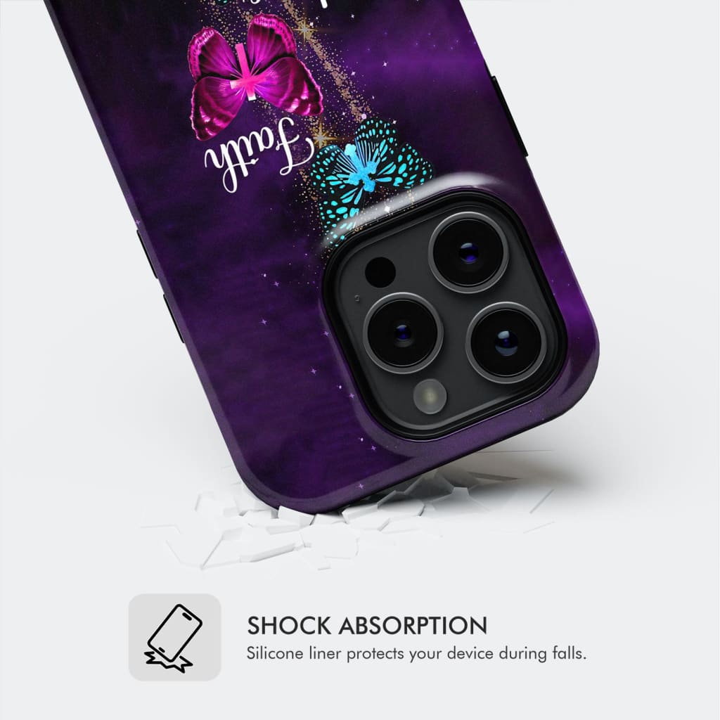 Faith Hope Love Butterfly with Cross Christian phone case