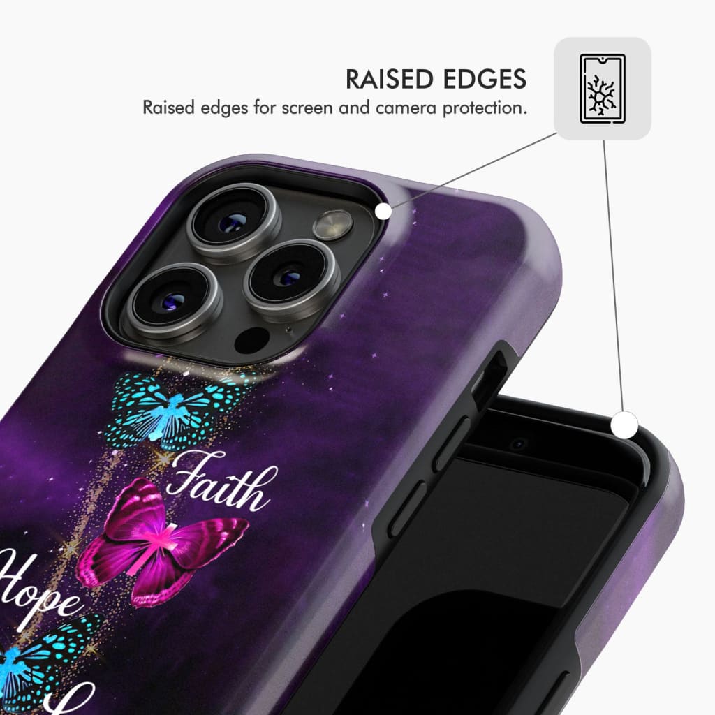 Faith Hope Love Butterfly with Cross Christian phone case