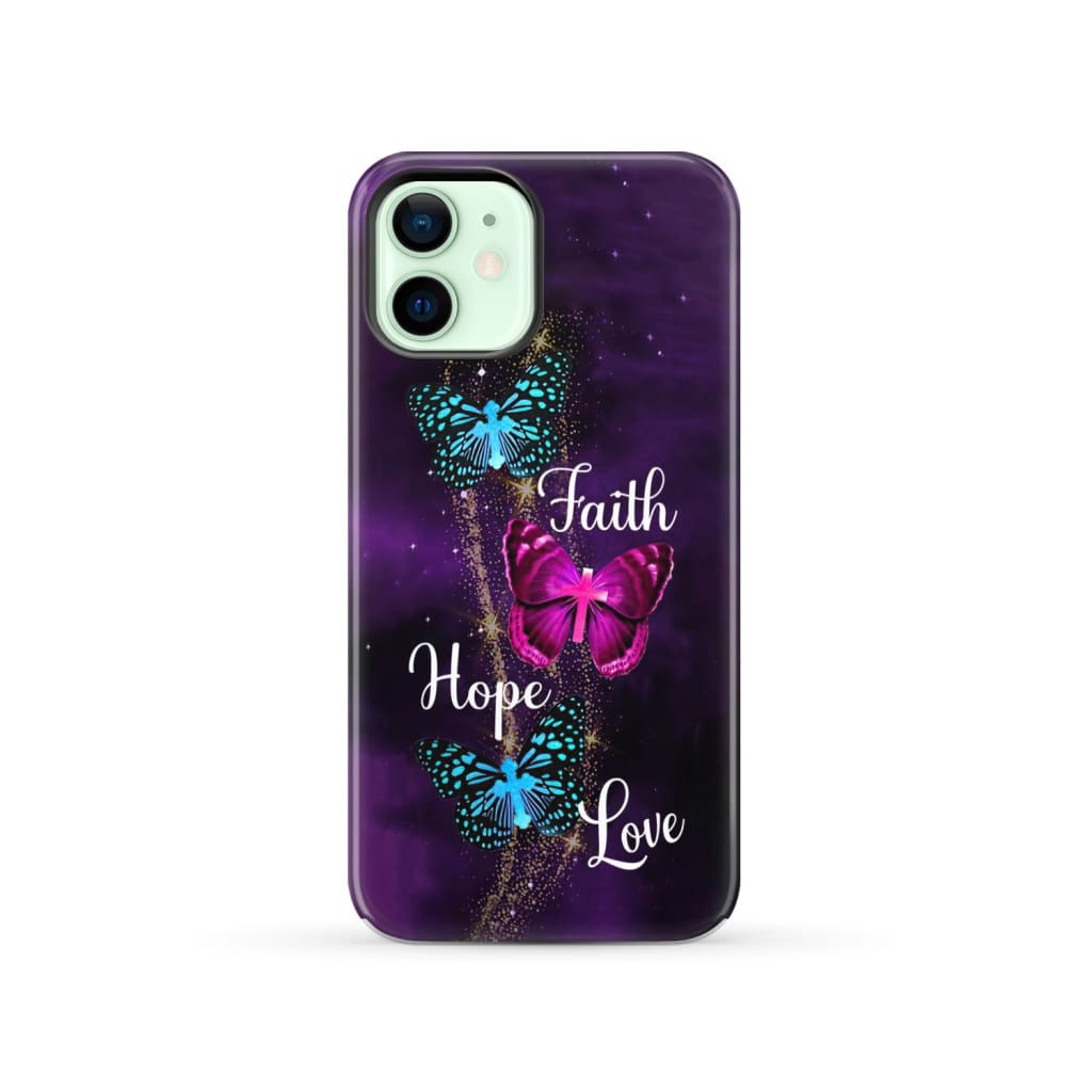 Faith Hope Love Butterfly with Cross Christian phone case iPhone 12 / Tough