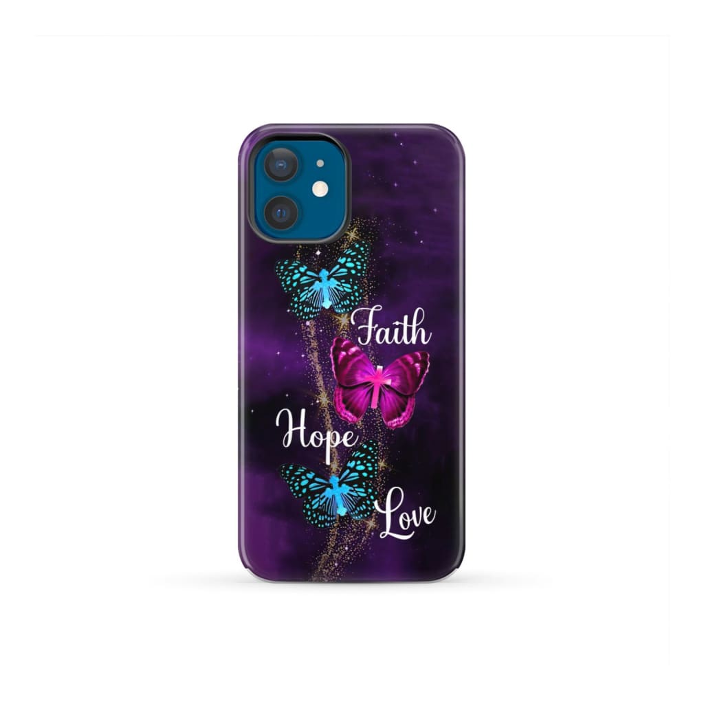 Faith Hope Love Butterfly with Cross Christian phone case iPhone 12 Mini / Tough